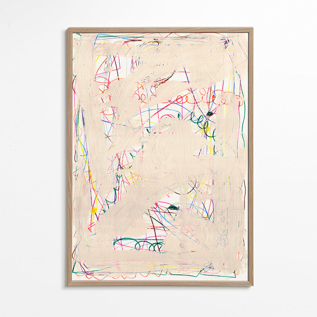 Børneplakat scribble beige