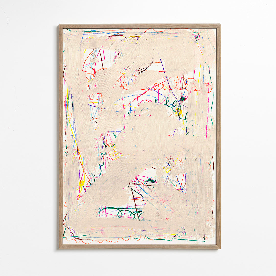 Børneplakat scribble beige
