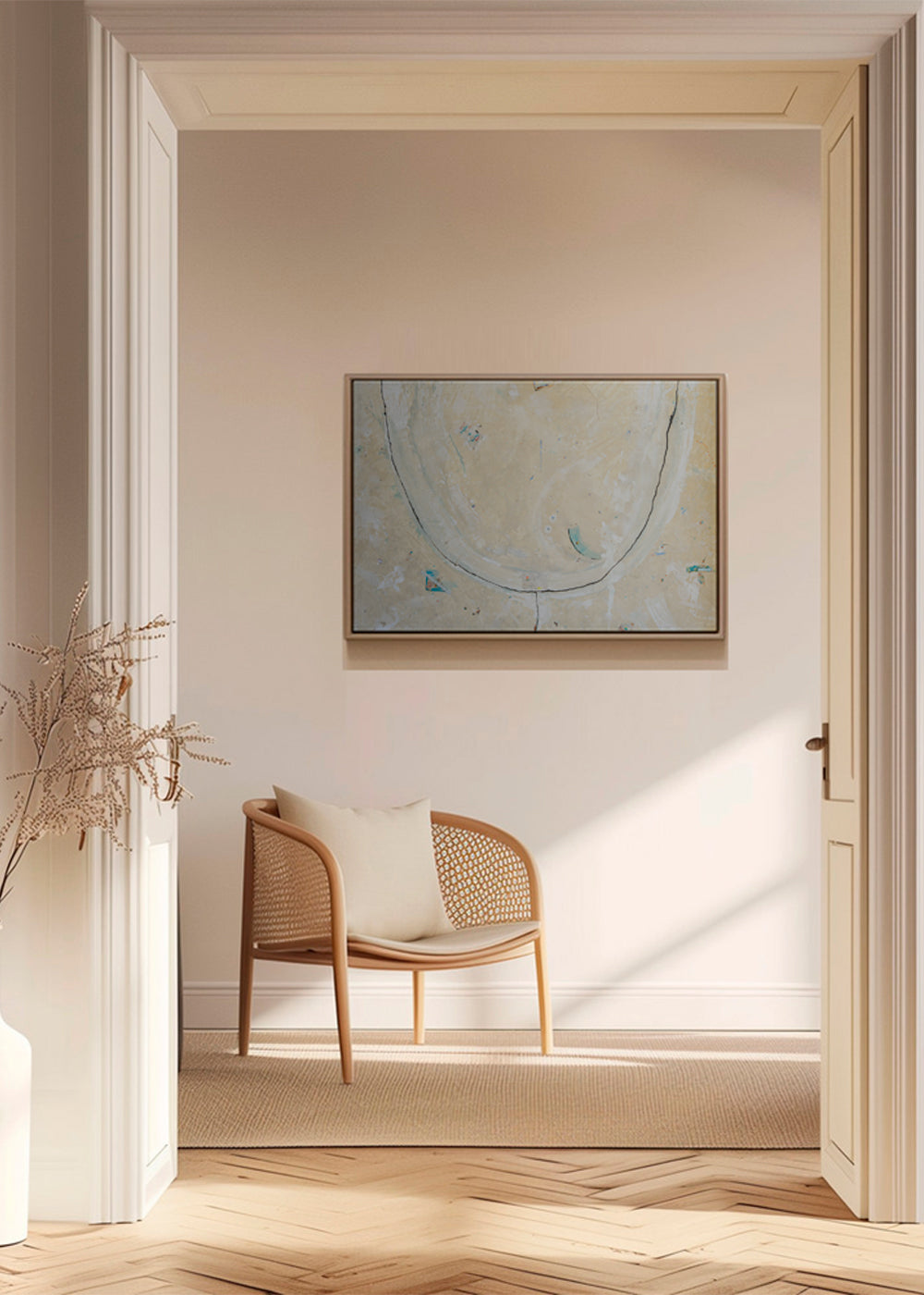Abstrakt værk med patineret murtekstur