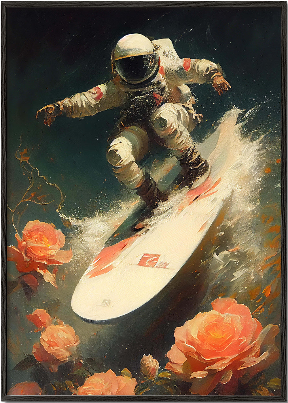 Abstrakt kunst astronaut surfer på kosmisk bølge