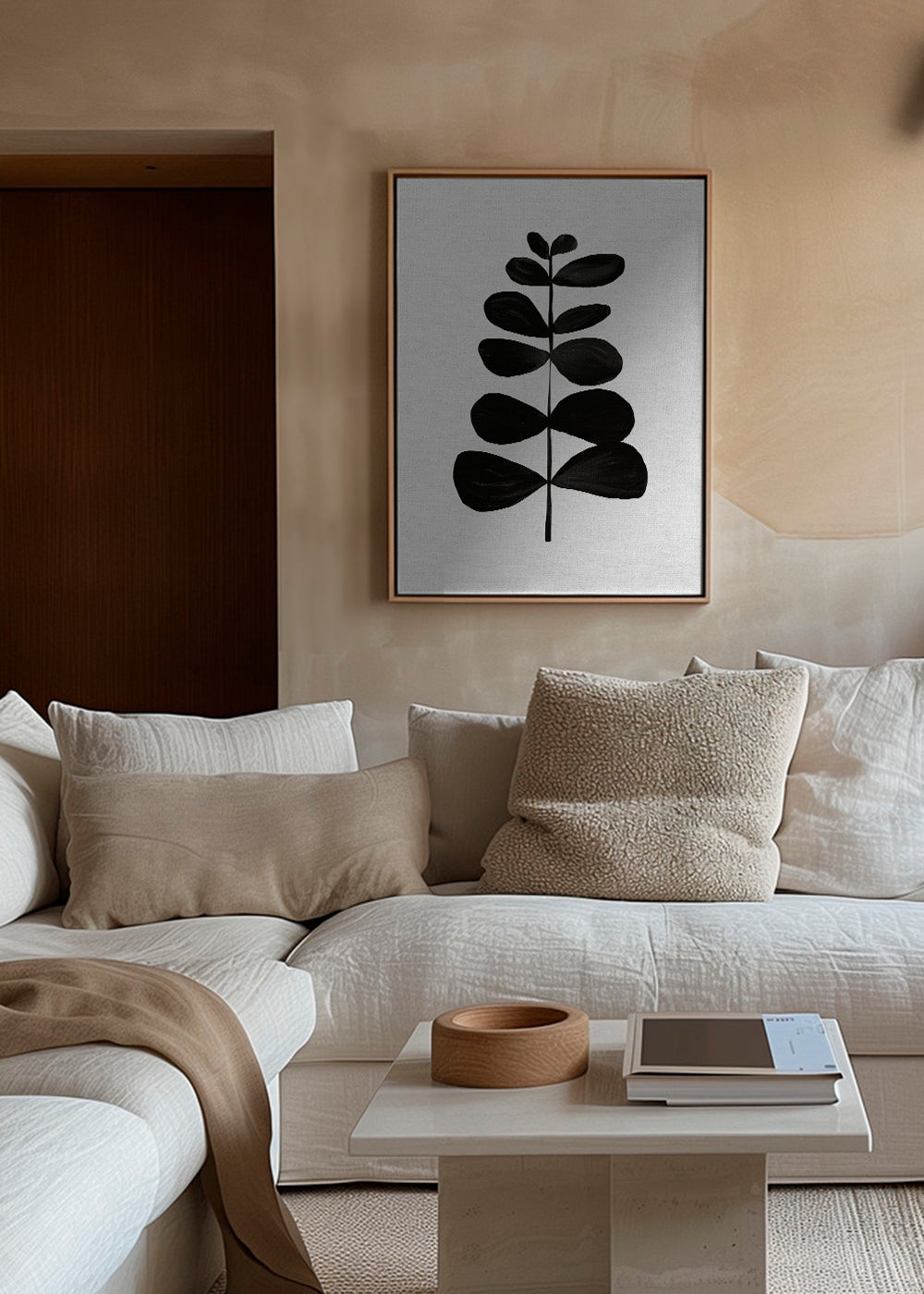 Botanisk plakat med sort blad minimalistisk