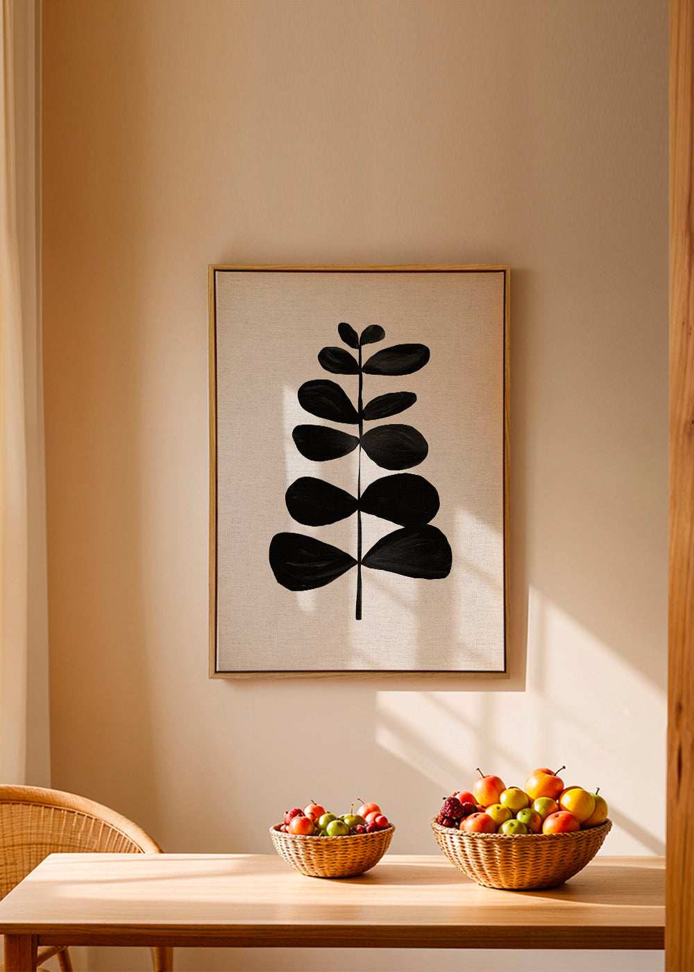 Botanisk plakat med sort blad minimalistisk