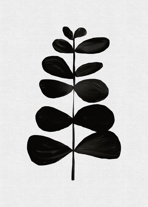 Botanisk plakat med sort blad minimalistisk