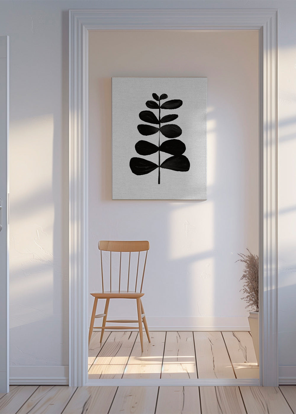 Botanisk plakat med sort blad minimalistisk