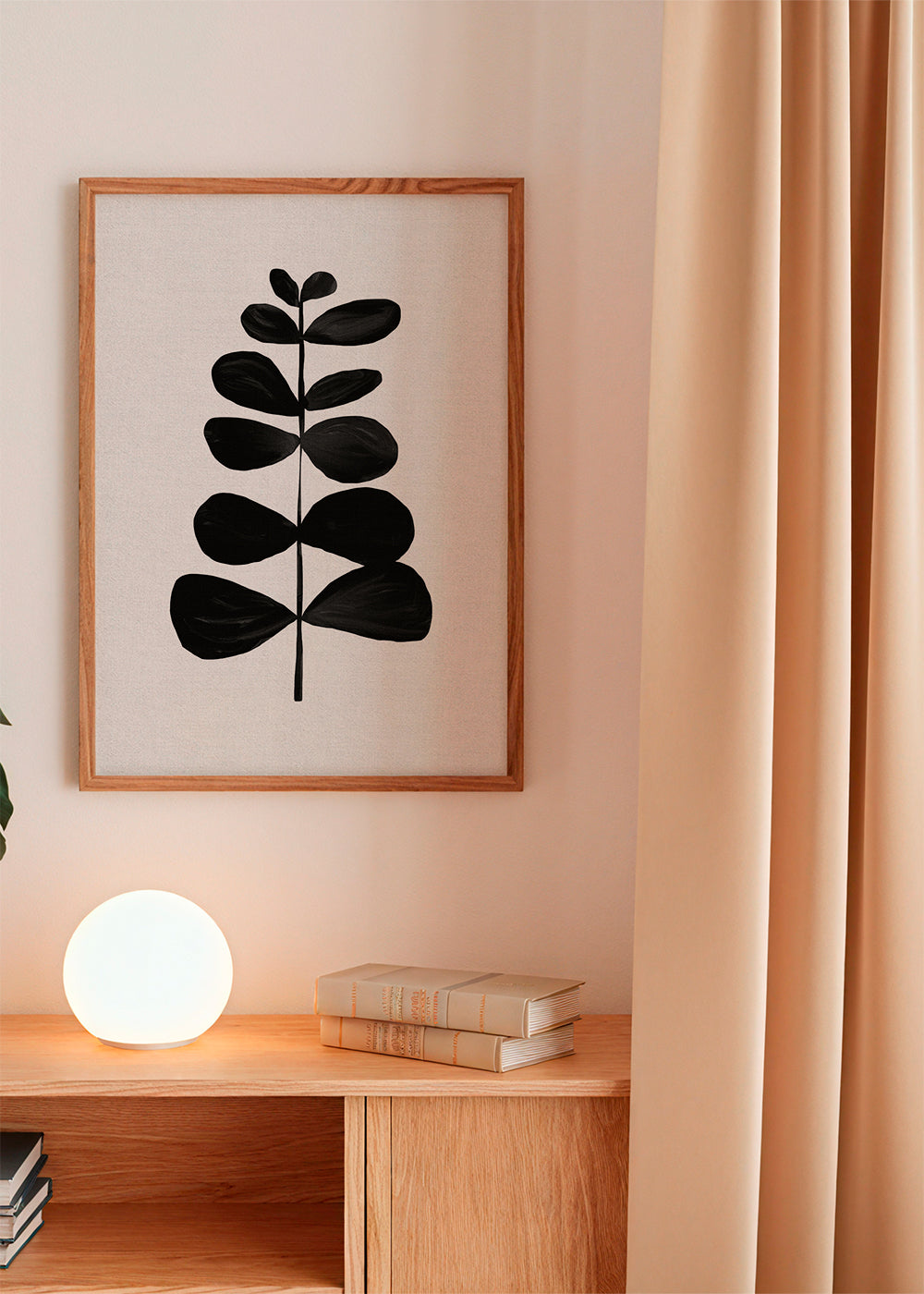 Botanisk plakat med sort blad minimalistisk