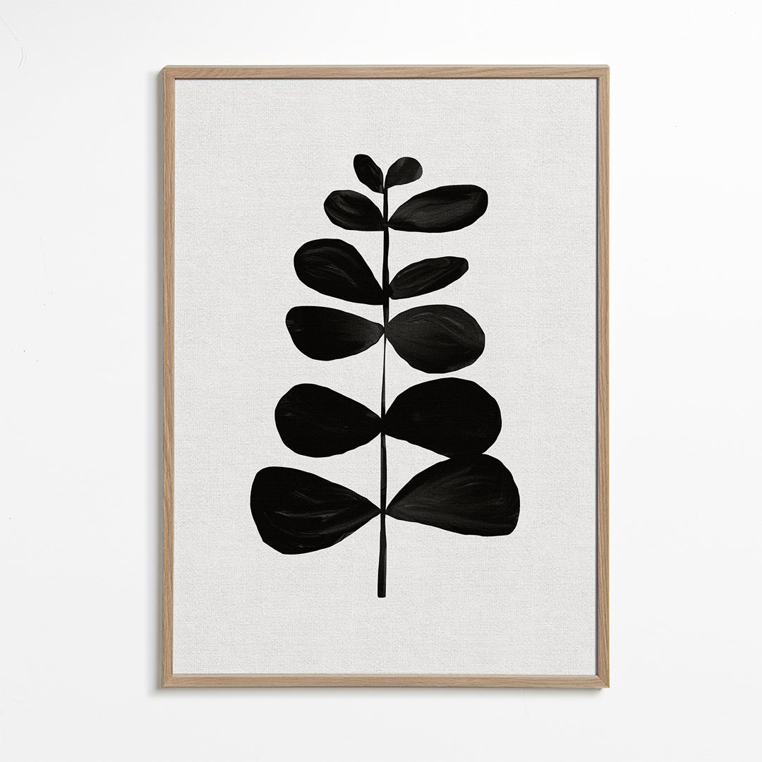 Botanisk plakat med sort blad minimalistisk