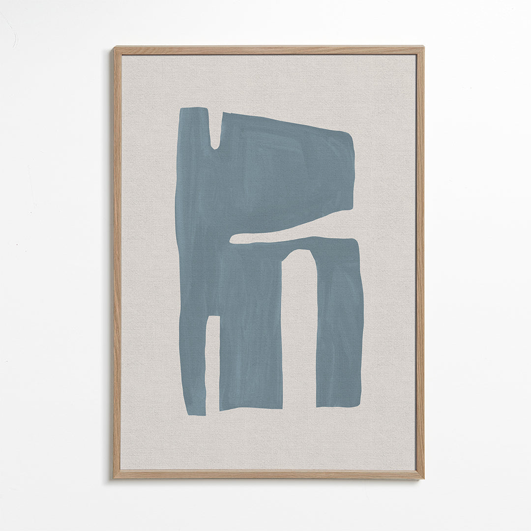 Abstrakt kunst med organisk blå streg