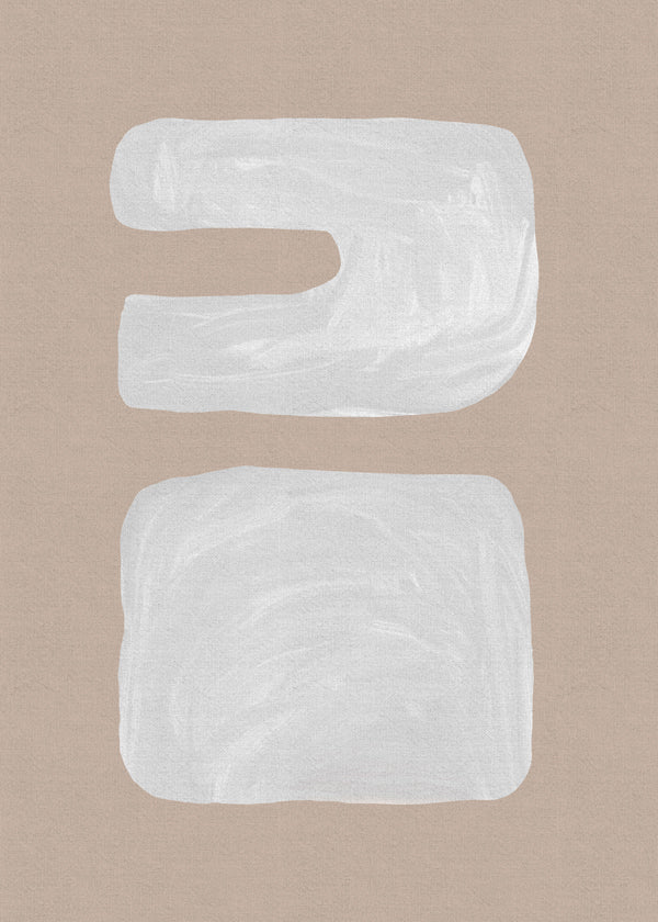Minimal kunst med to hvide former
