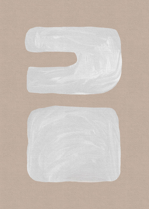 Minimal kunst med to hvide former