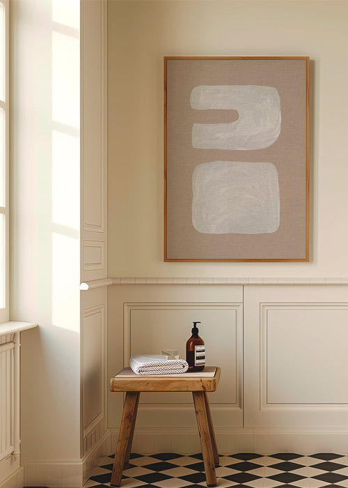 Minimal kunst med to hvide former