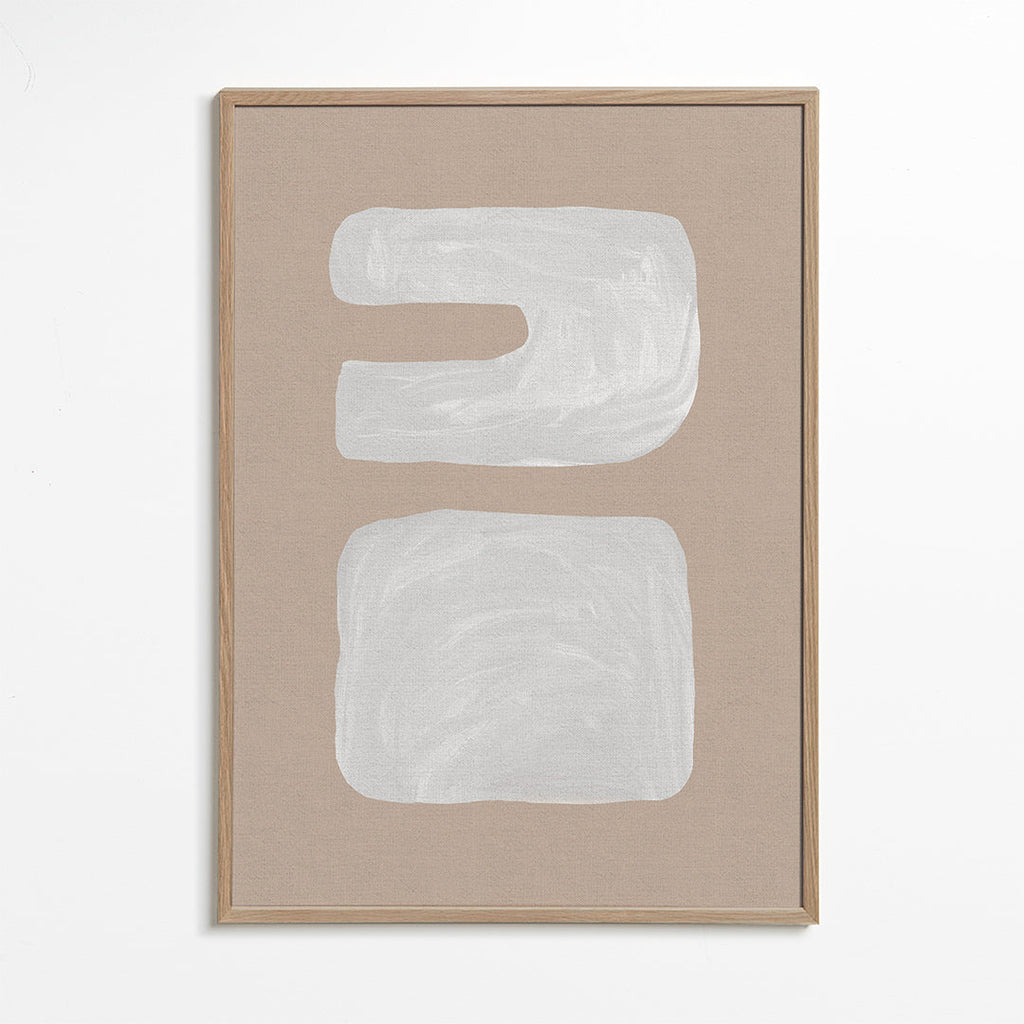 Minimal kunst med to hvide former