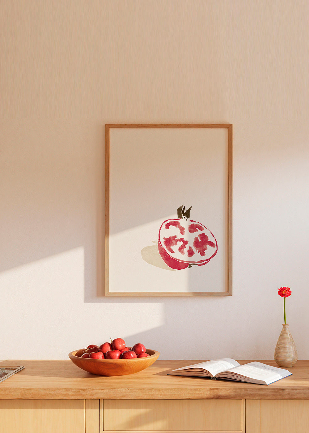 Botanisk plakat granatæble minimal