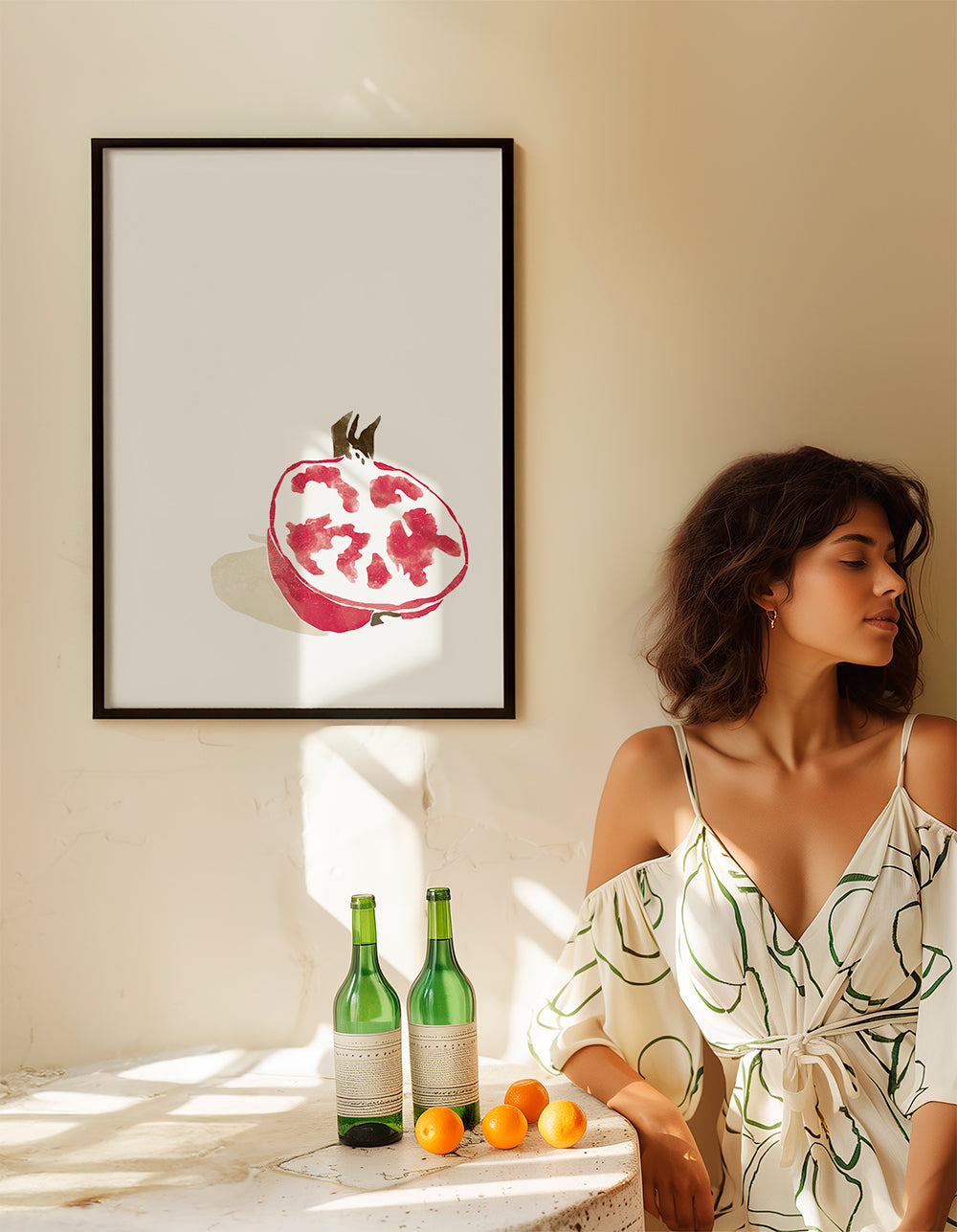 Botanisk plakat granatæble minimal