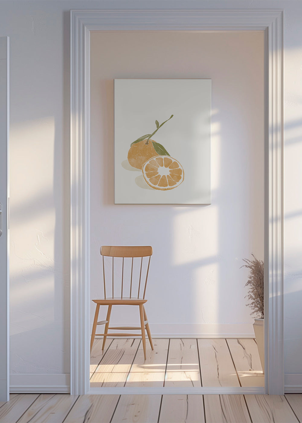 Køkkenkunst med minimal appelsinillustration