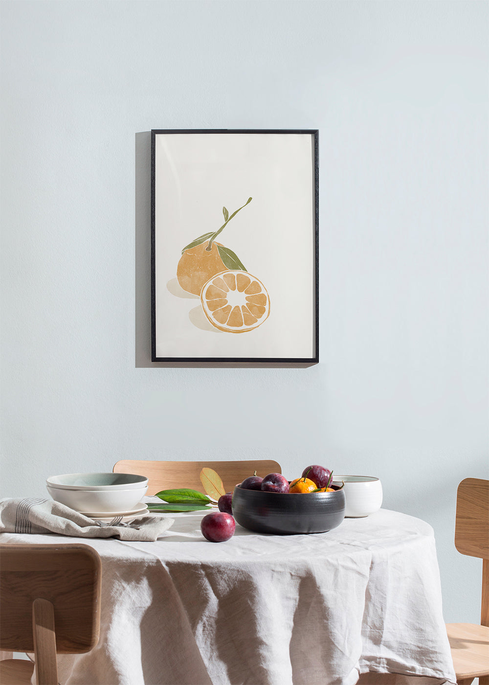 Køkkenkunst med minimal appelsinillustration