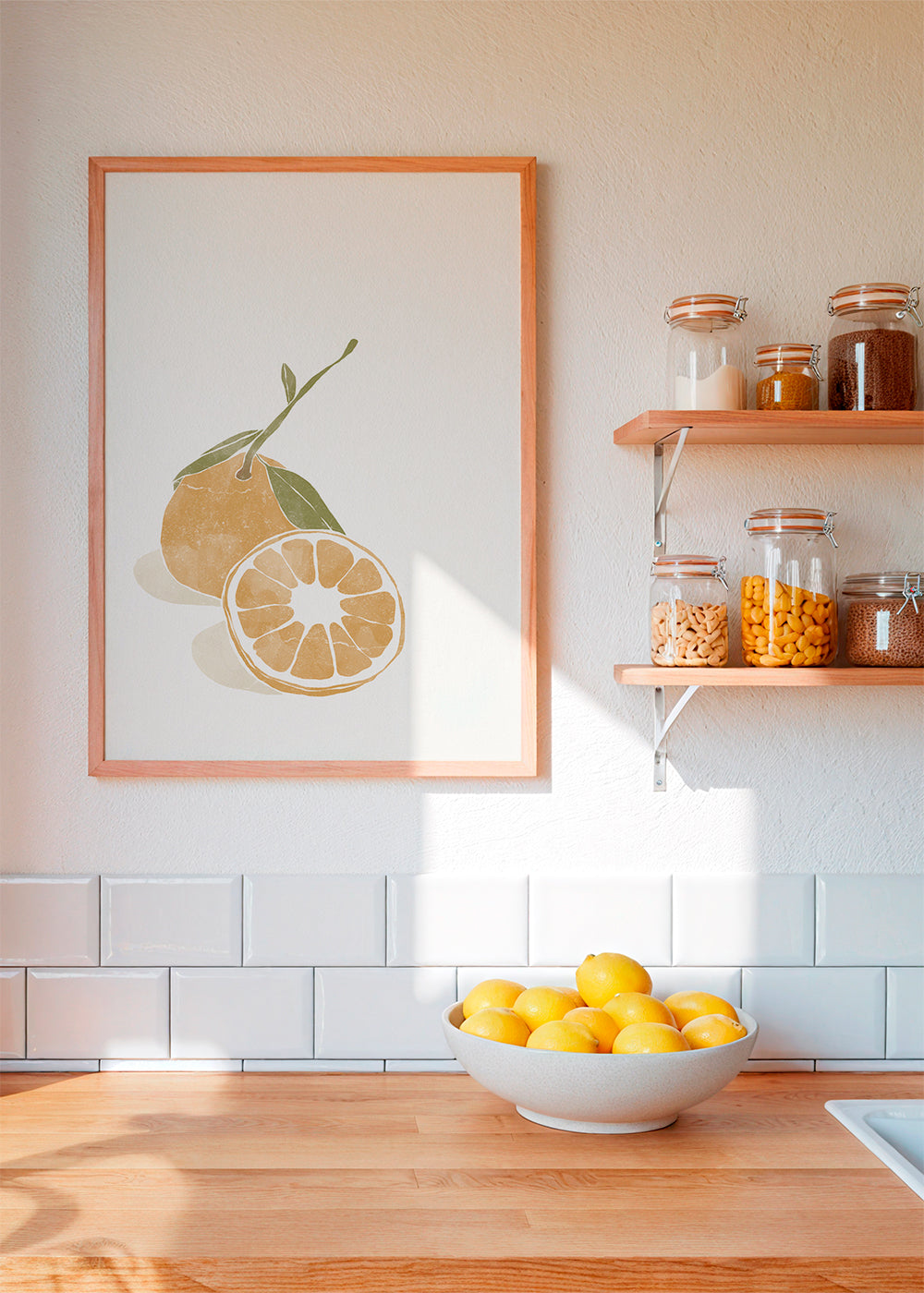 Køkkenkunst med minimal appelsinillustration