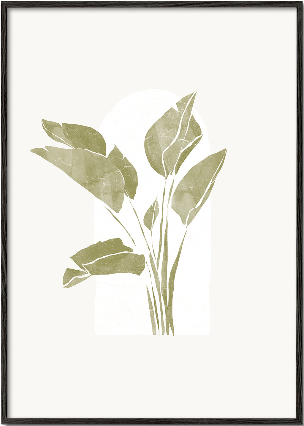 Botanisk plakat grønne blade med bue