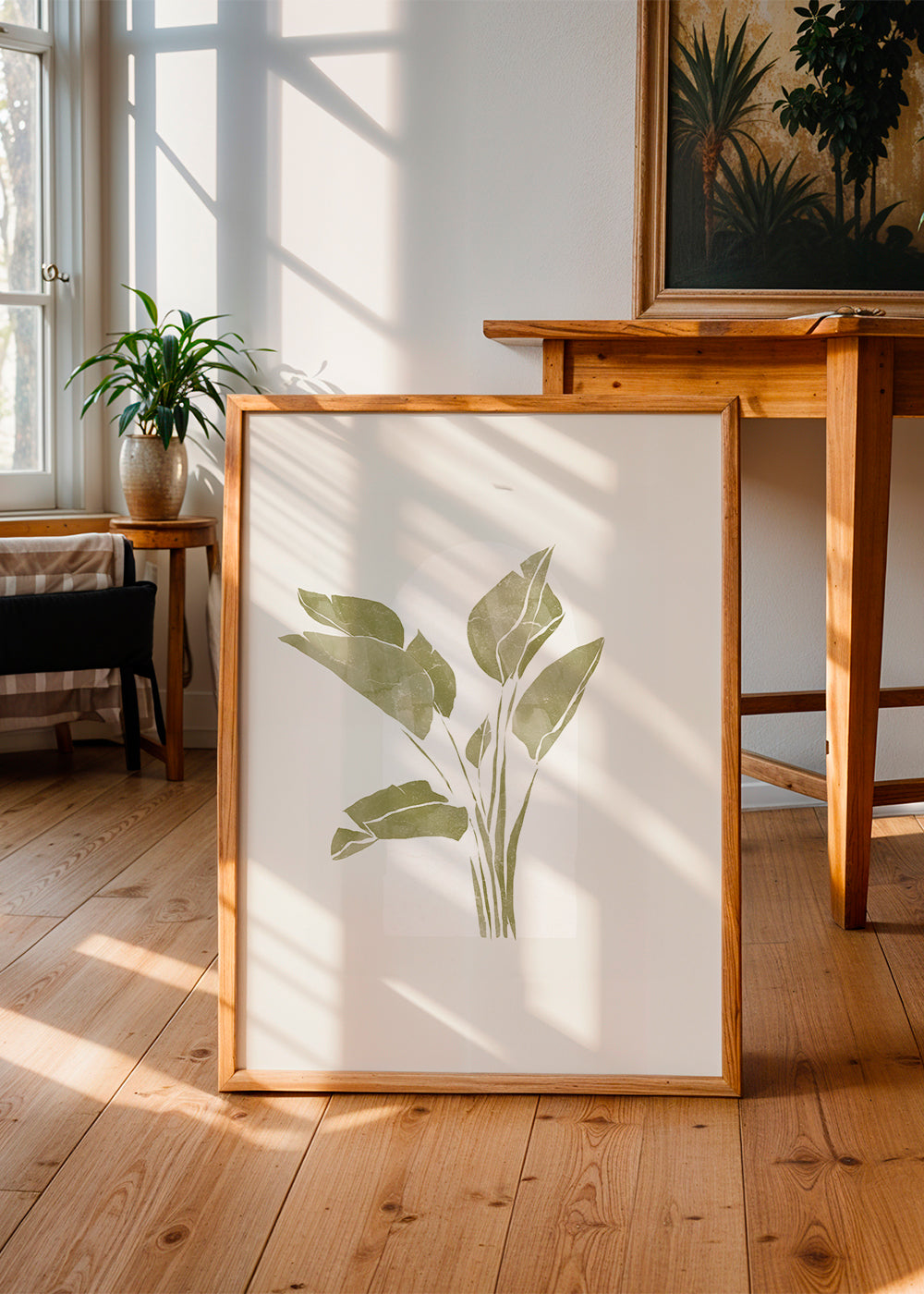 Botanisk plakat grønne blade med bue