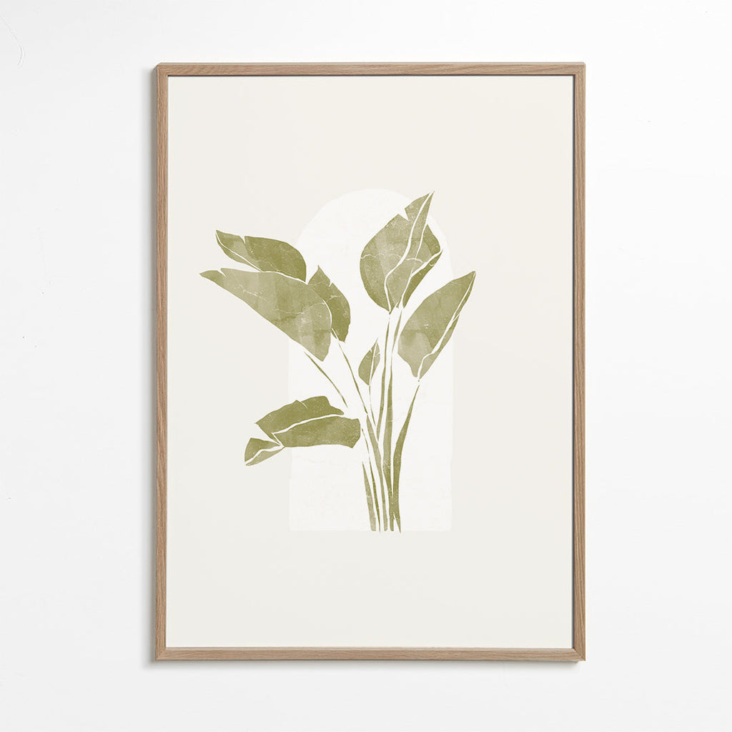 Botanisk plakat grønne blade med bue