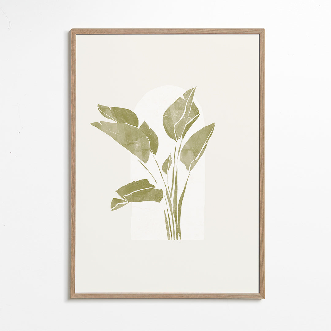 Botanisk plakat grønne blade med bue