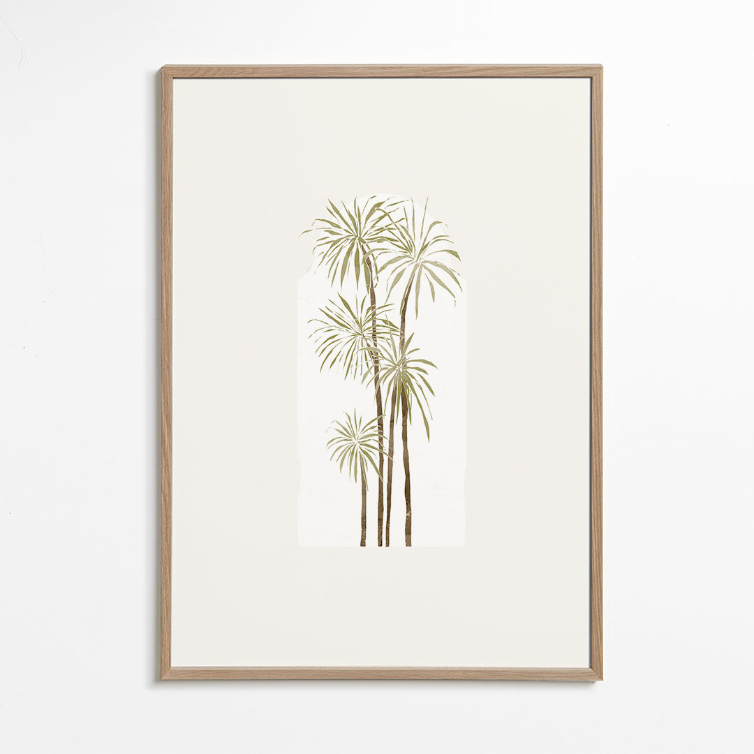 Botanisk plakat med styliserede palmer