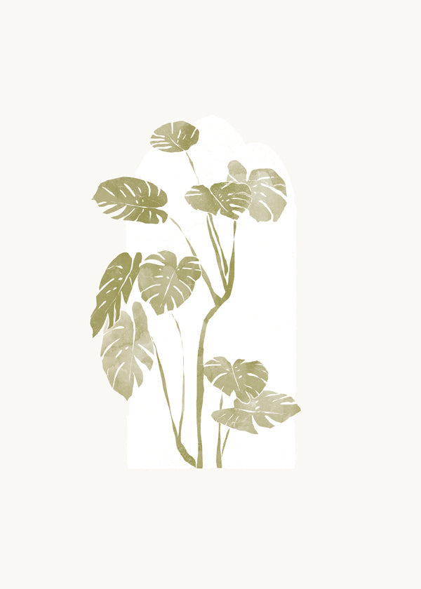 Botanisk plakat med stiliseret monstera