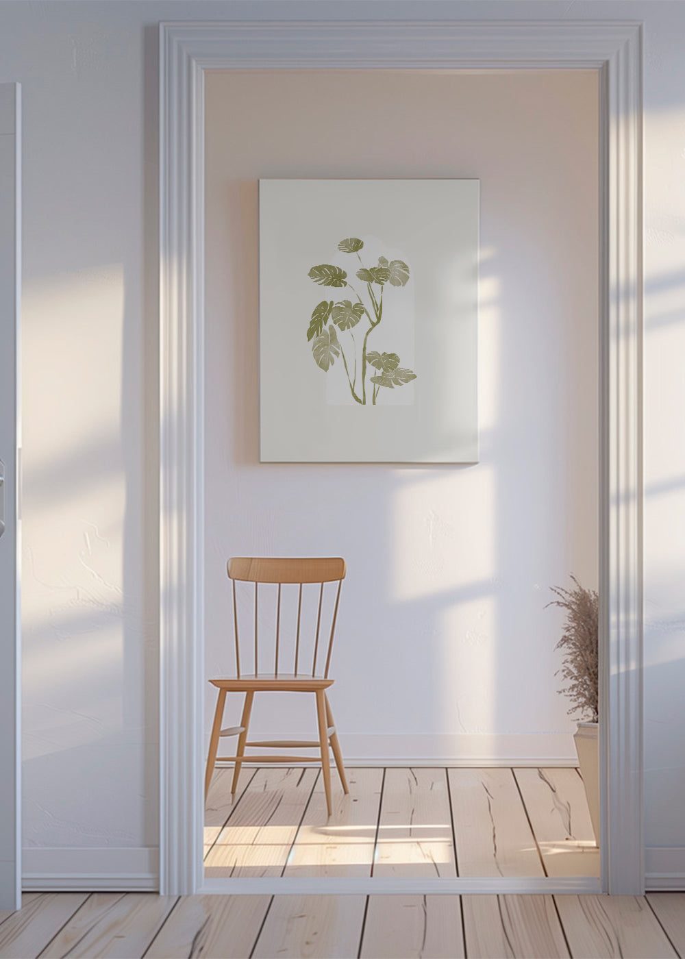 Botanisk plakat med stiliseret monstera