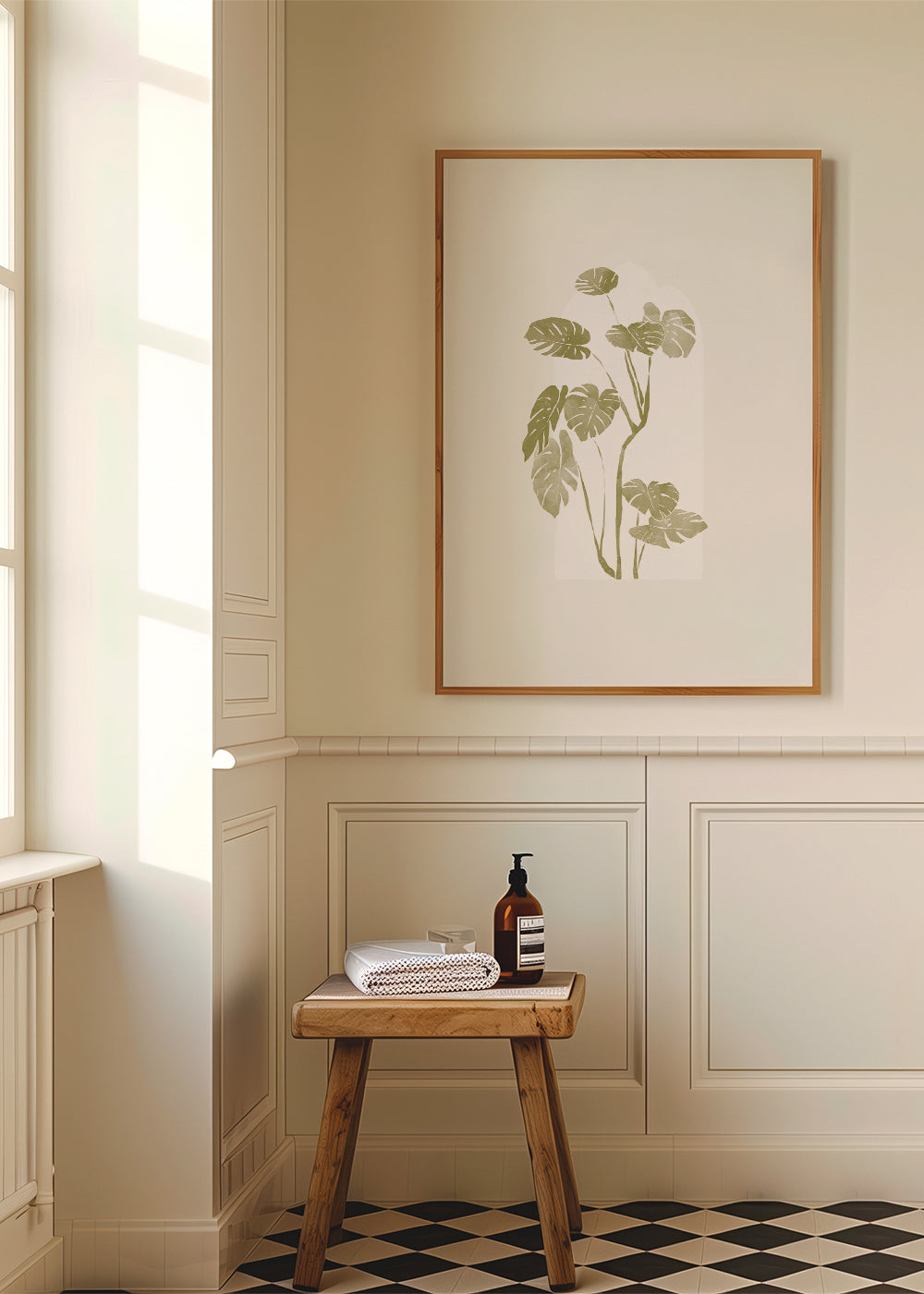Botanisk plakat med stiliseret monstera
