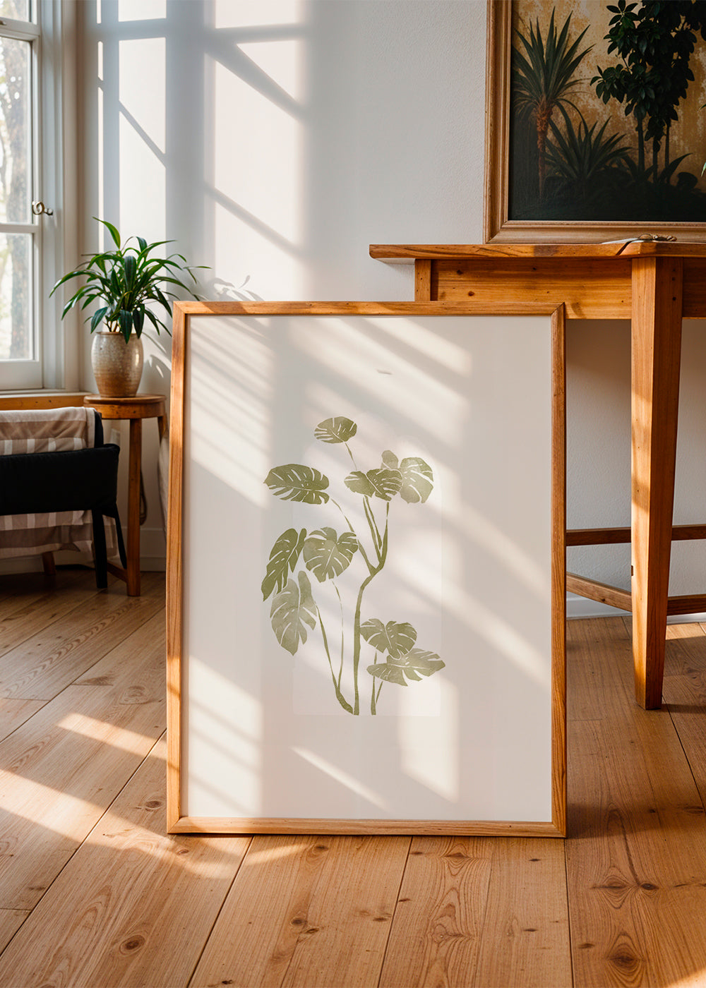 Botanisk plakat med stiliseret monstera