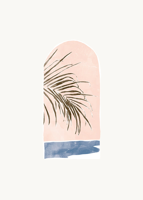 Botanisk plakat med buet palme