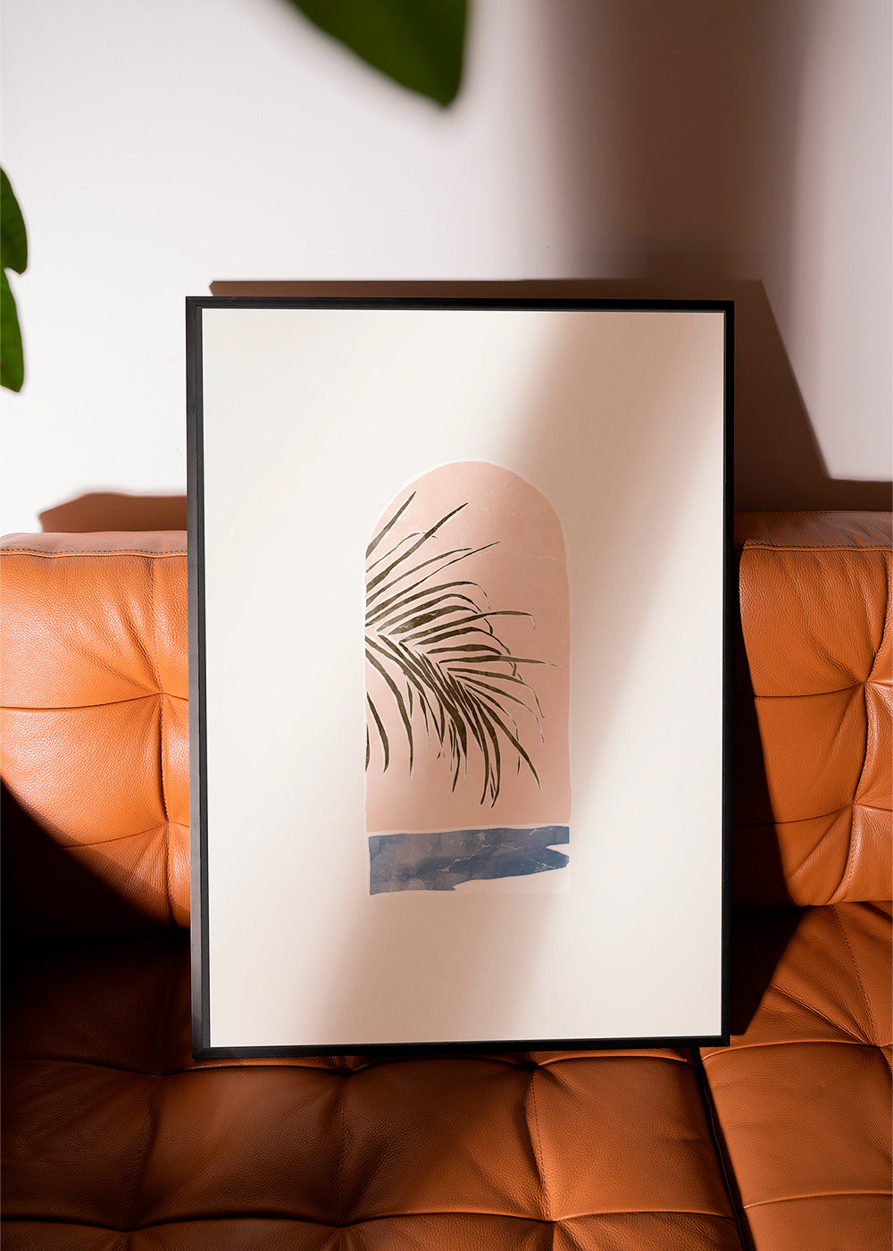 Botanisk plakat med buet palme