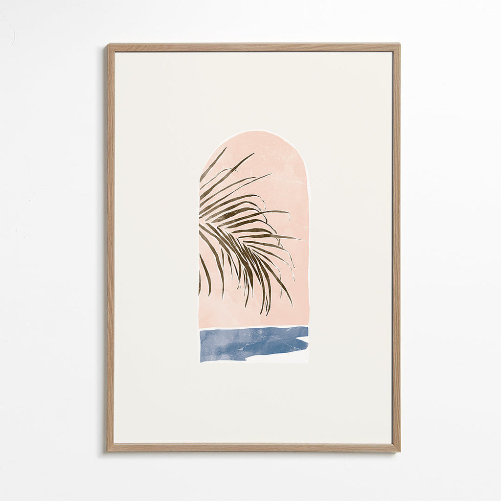 Botanisk plakat med buet palme