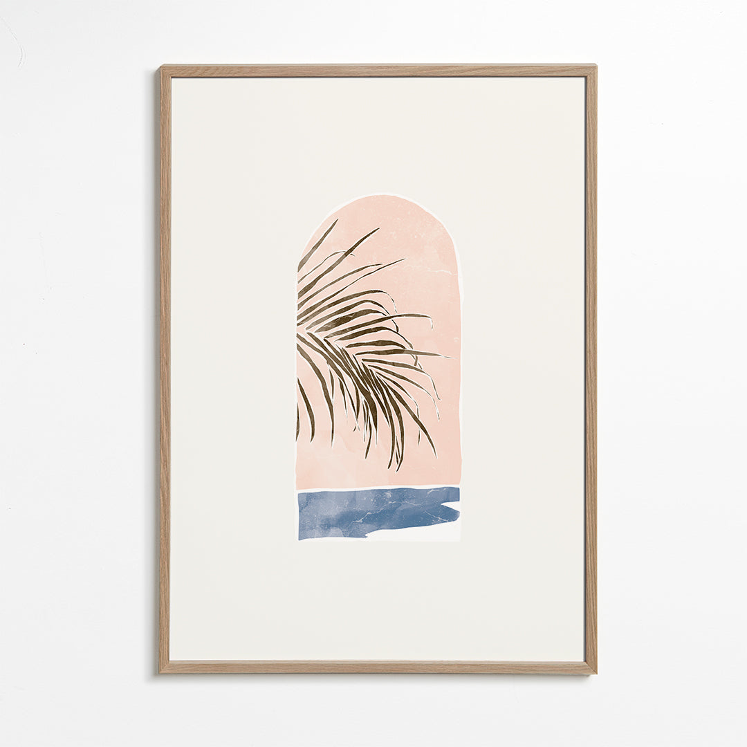 Botanisk plakat med buet palme