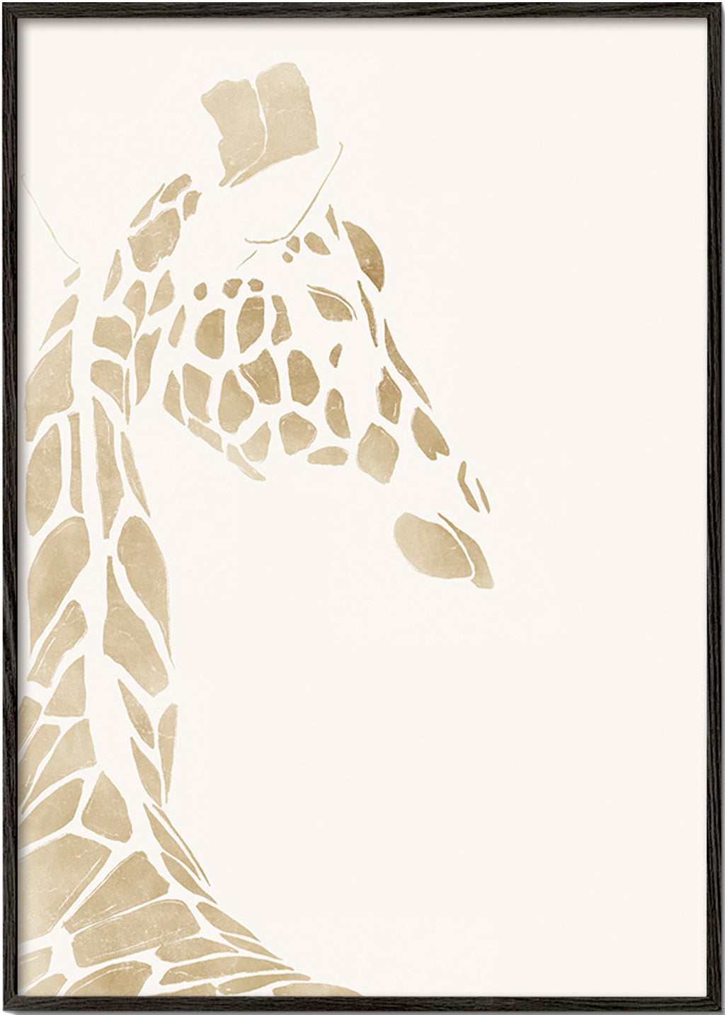 Giraf beige profil plakat – Black Frame