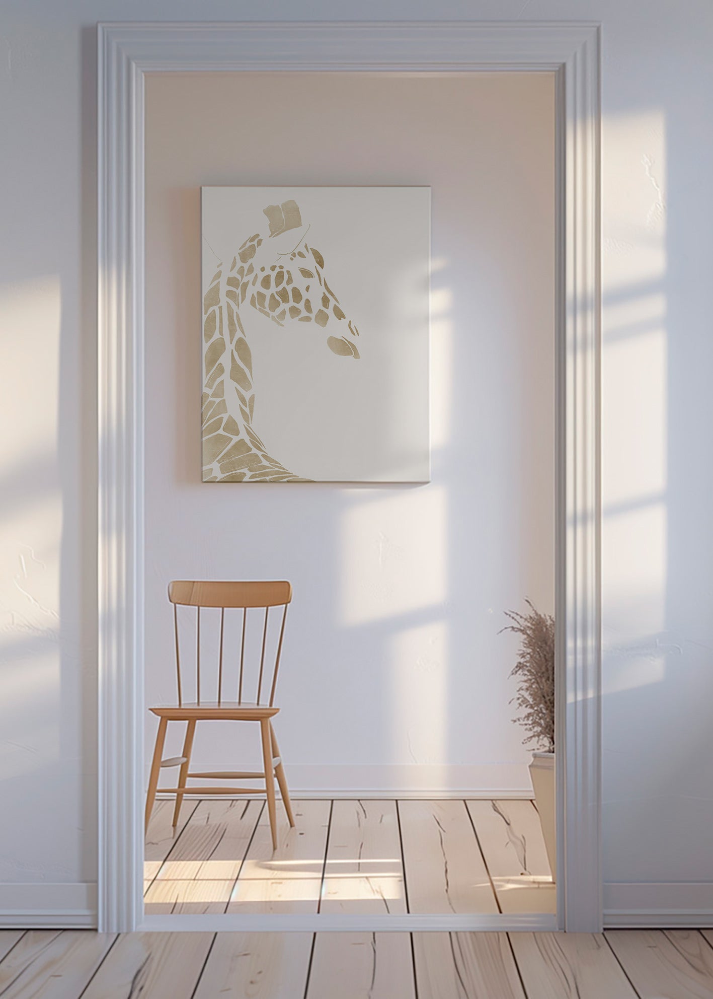 Giraf beige profil plakat – Canvas