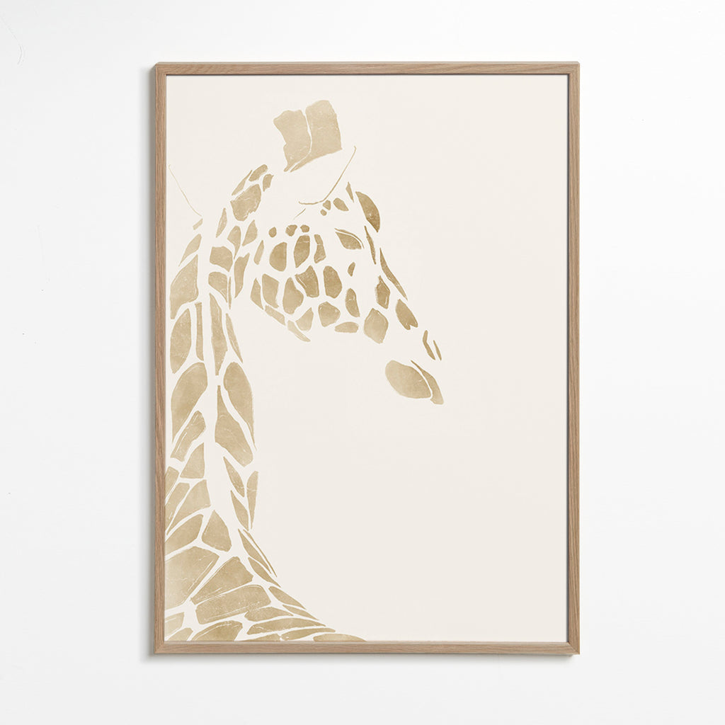 Giraf beige profil plakat – Oak Frame
