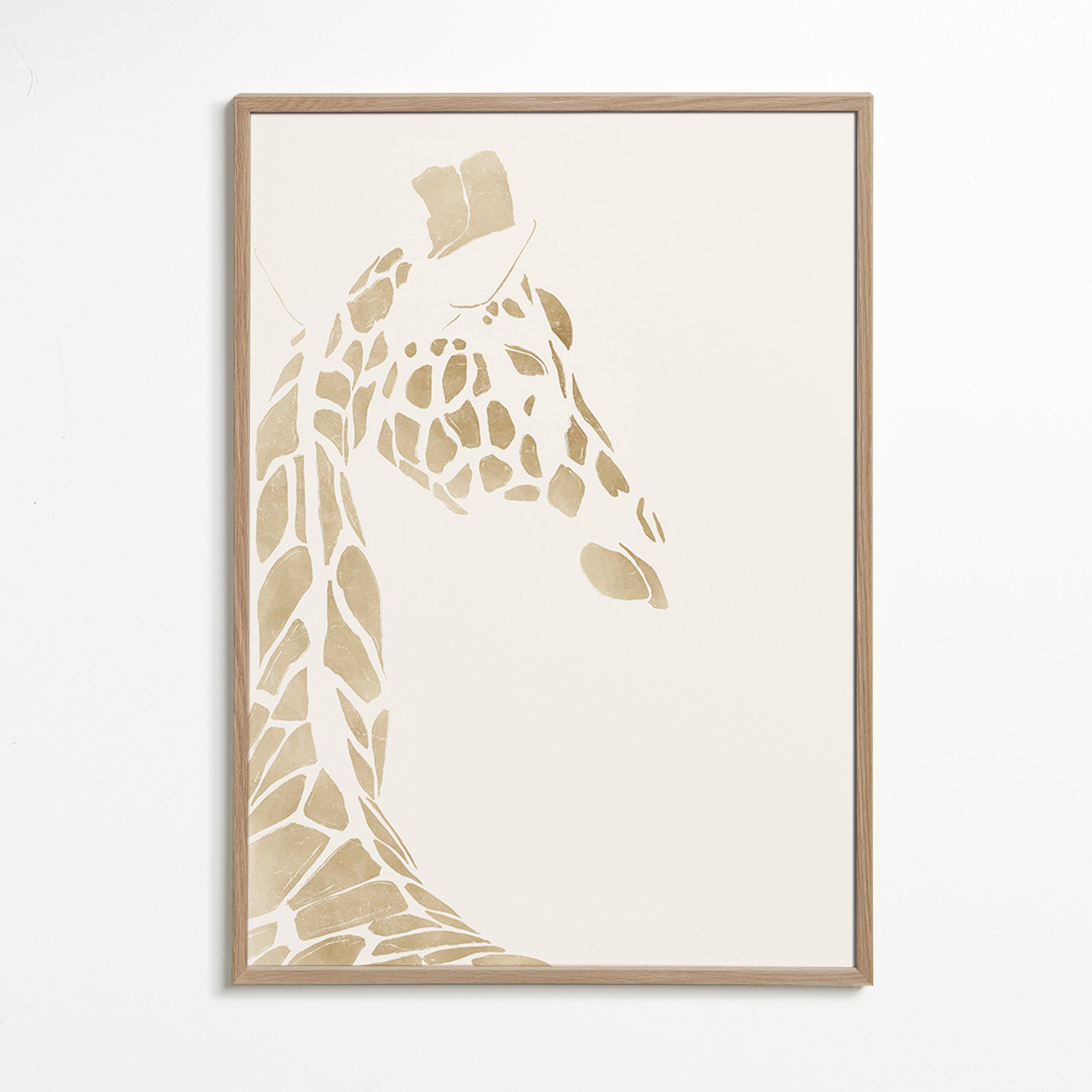 Giraf beige profil plakat – Oak Frame