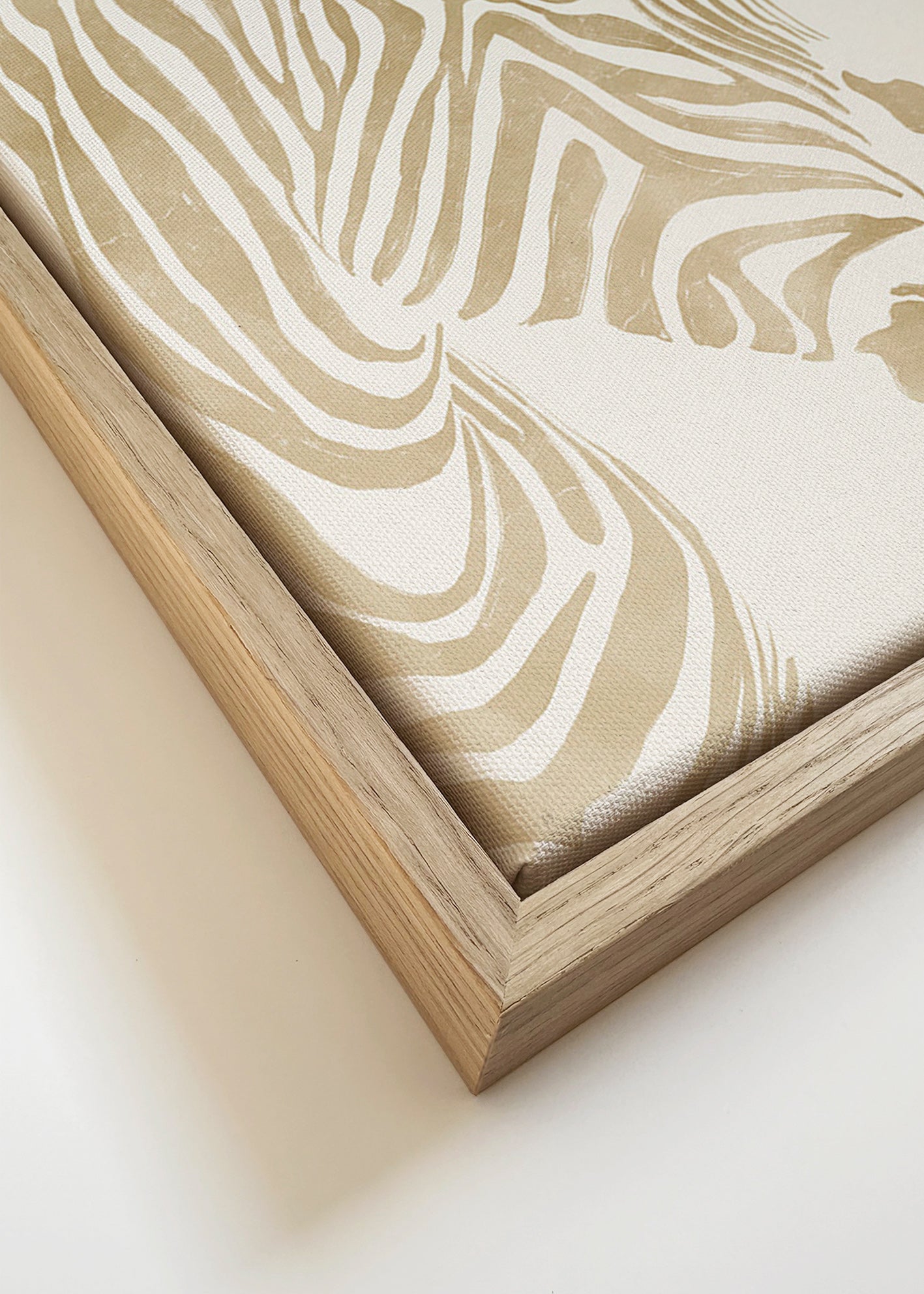 Zebra kunst beige minimalistisk – Canvas detail