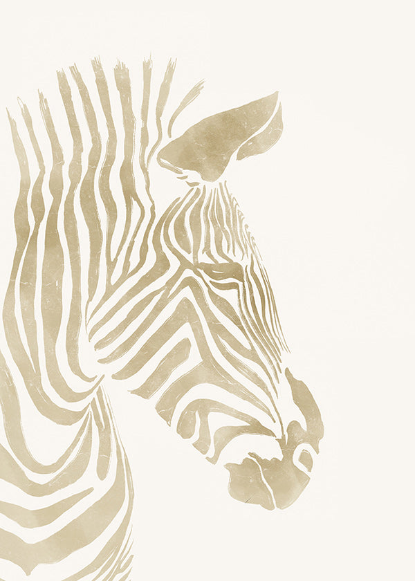 Zebra kunst beige minimalistisk