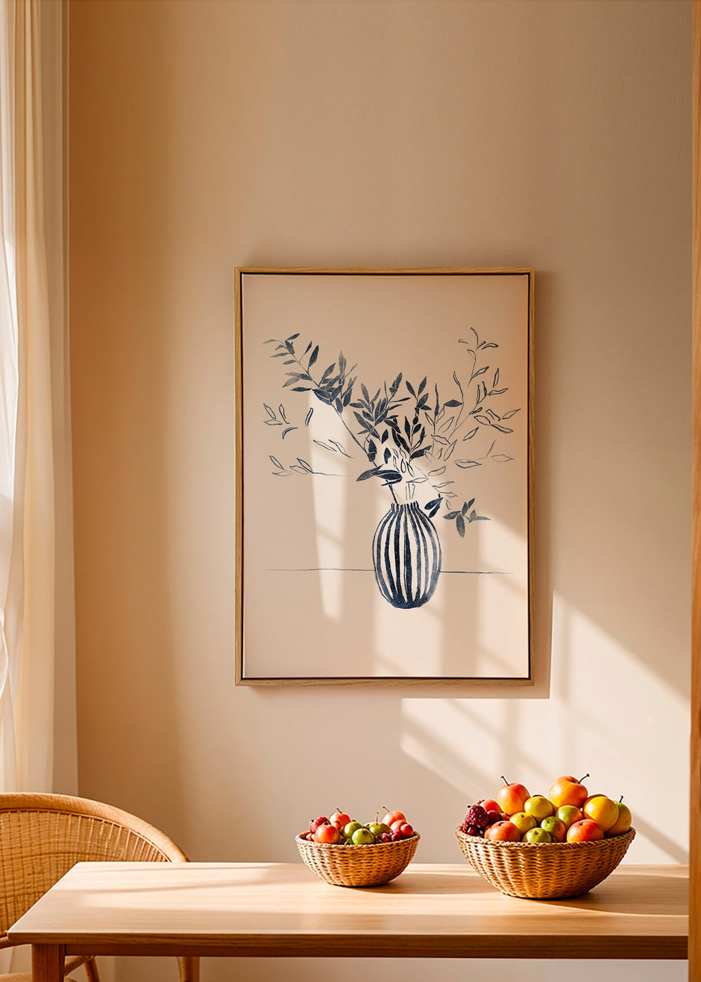 Botanisk plakat: blå grene i vase – Canvas1