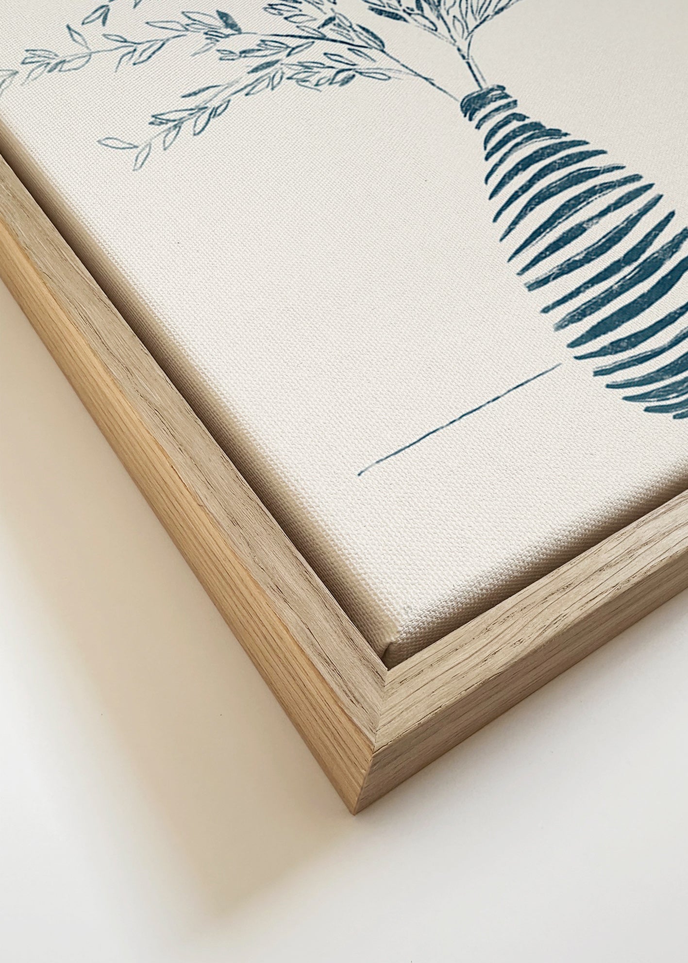 Botanisk plakat med blå vase – Canvas detail
