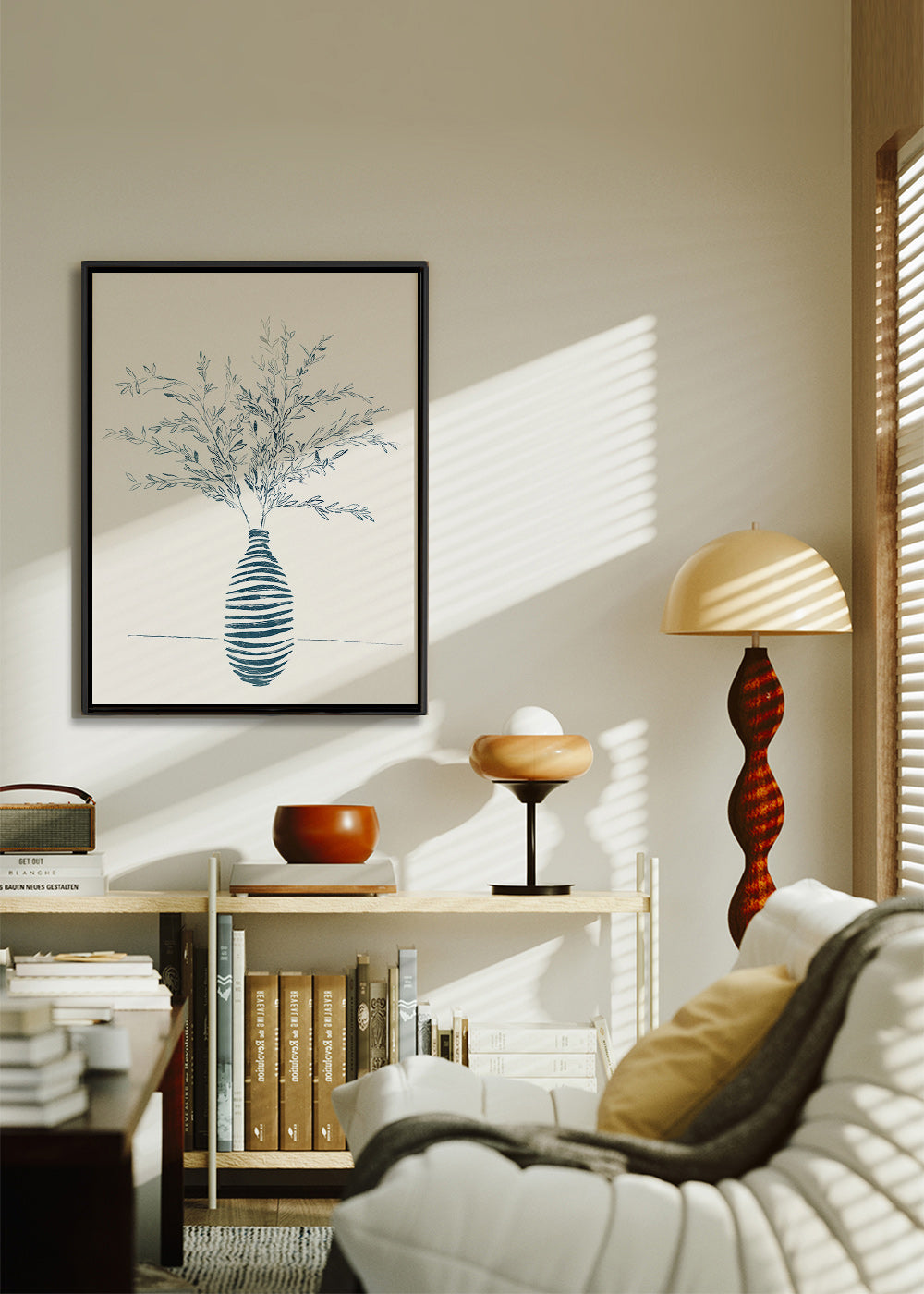 Botanisk plakat med blå vase – Canvas2