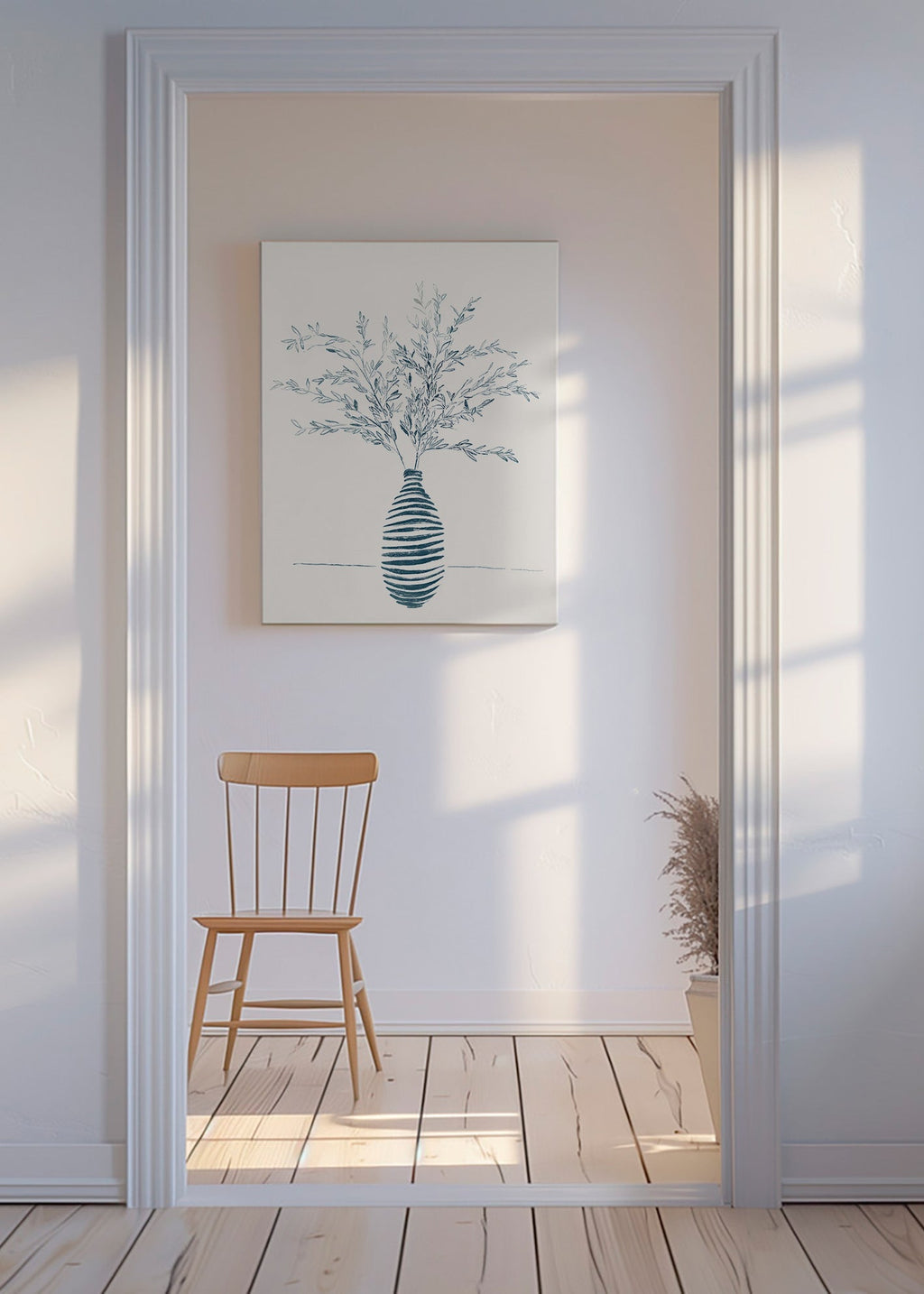 Botanisk plakat med blå vase – Canvas