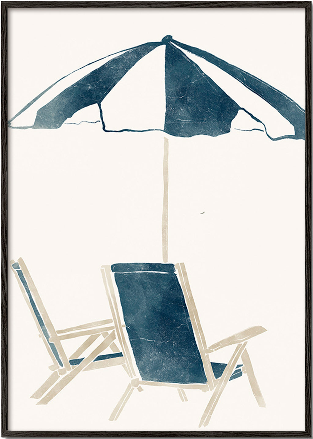 Landskabskunst med parasol og liggestole – Black Frame