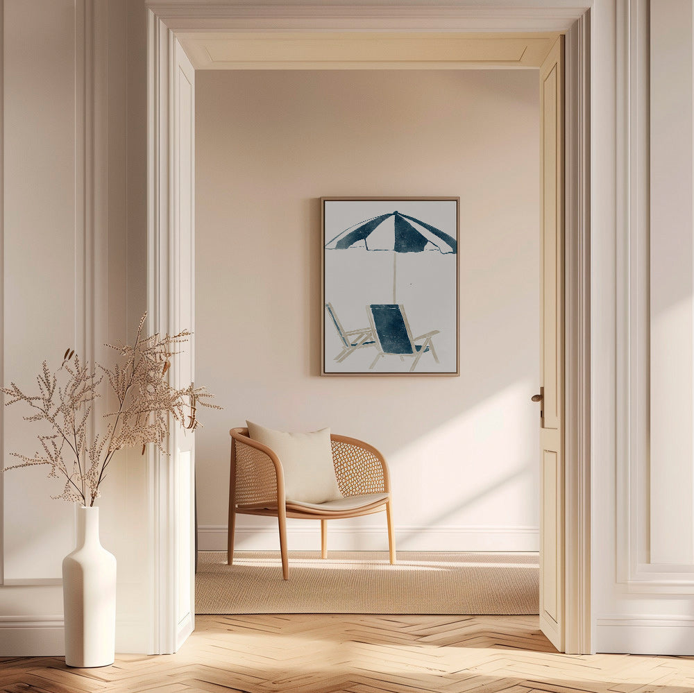 Landskabskunst med parasol og liggestole – Canvas1