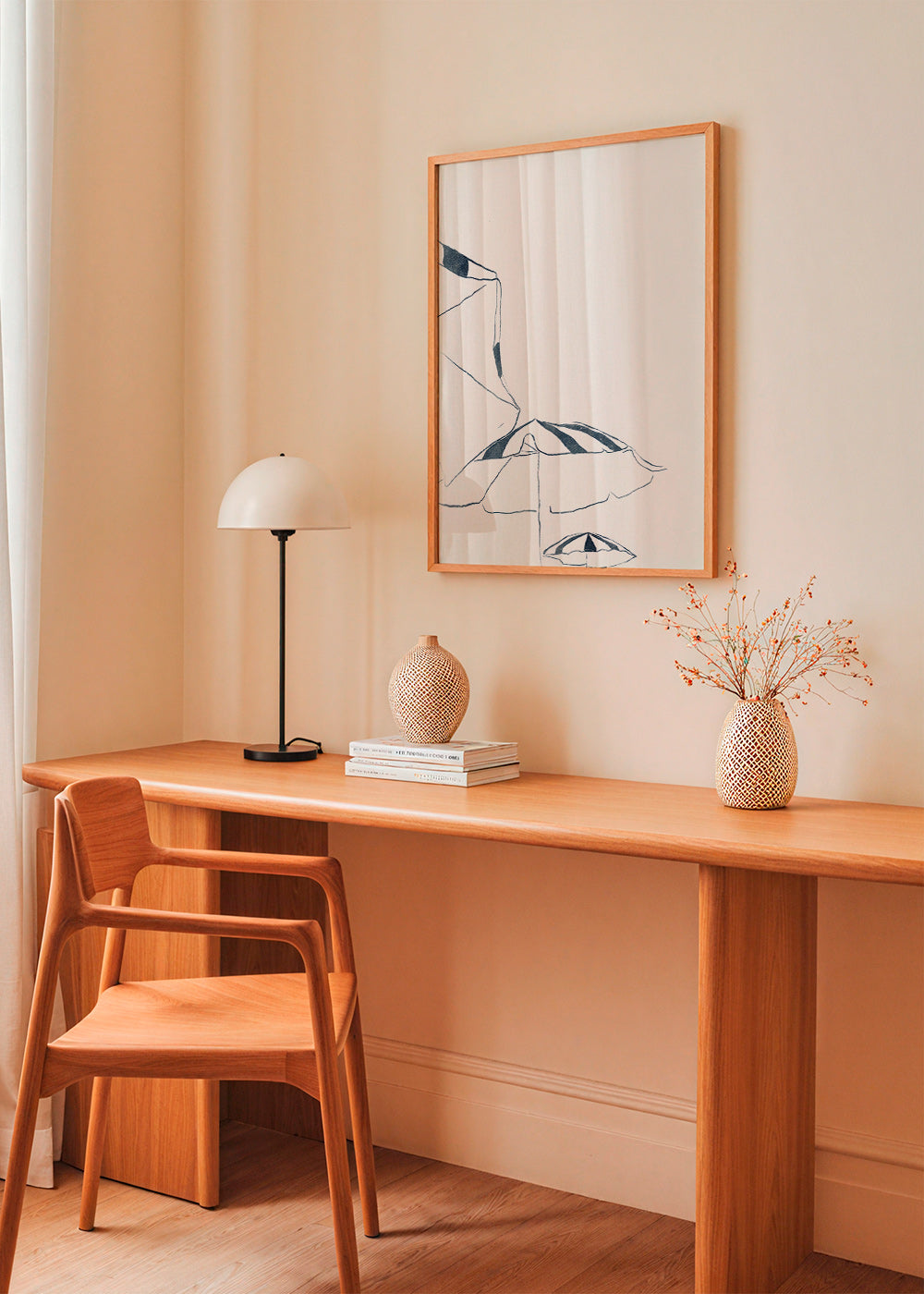 Illustration blå strandparasoller minimalistisk – Product1