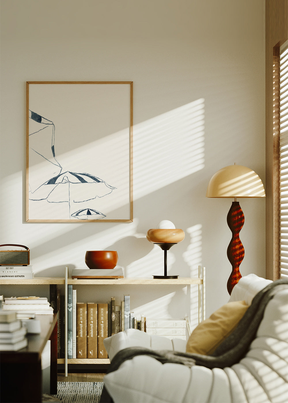 Illustration blå strandparasoller minimalistisk – Product3