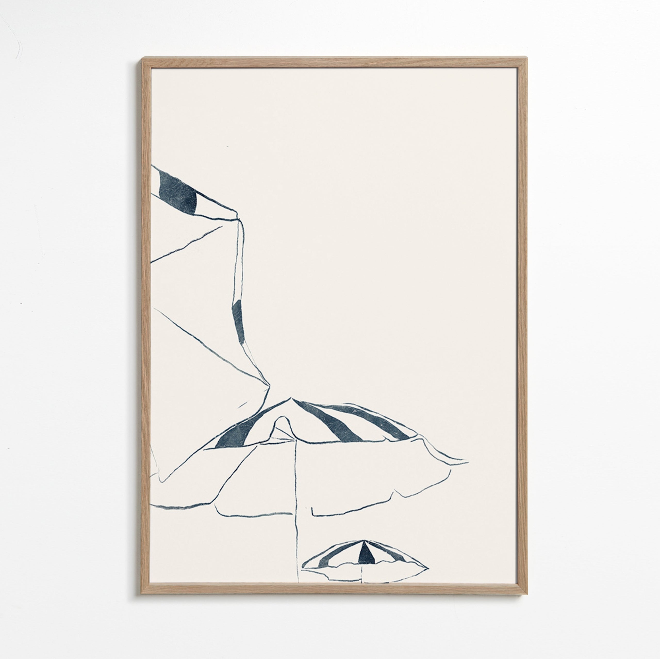 Illustration blå strandparasoller minimalistisk – Oak Frame