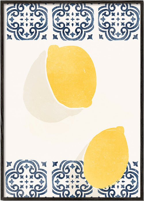 Køkkenkunst med citroner og dekorative fliser – Black Frame