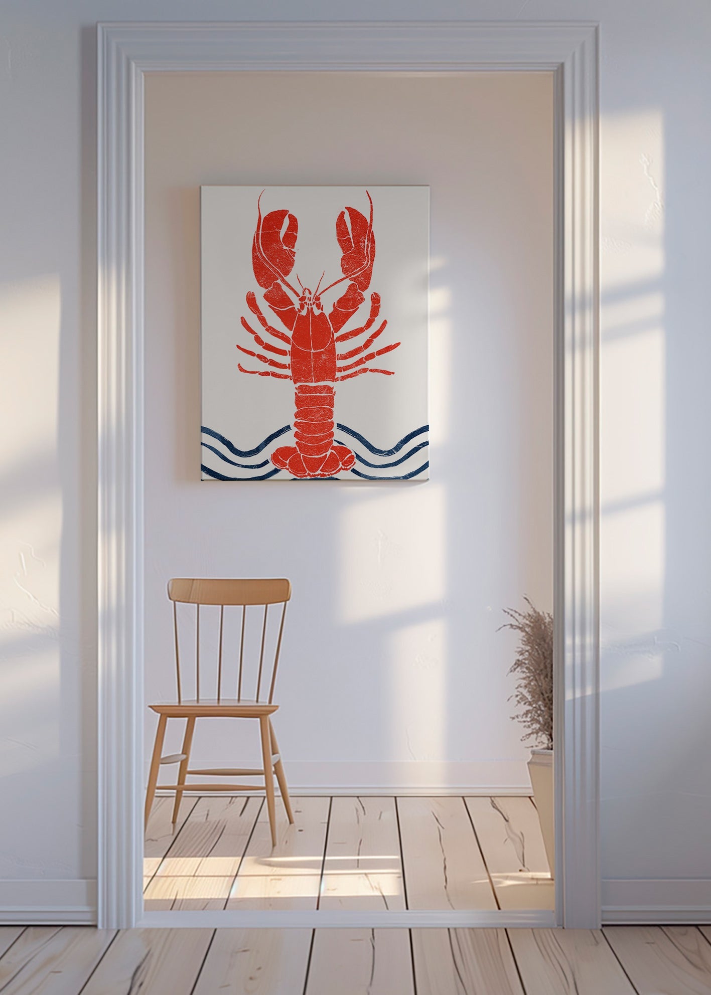 Køkkenkunst: rød hummertryk – Canvas